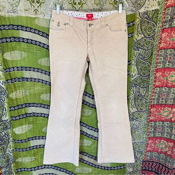 Y2K Mossimo Stretch Khaki Corduroy Flared Pants Size 7 - Picture 1 of 16